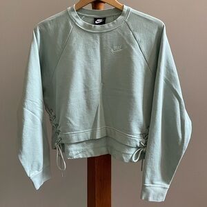 Nike Cropped Sweatshirt w/Side Ties Size S Clean Cuffs Mint Green Color